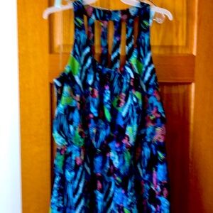 Navy blue floral high low dress size XL (15-17) slightly used.